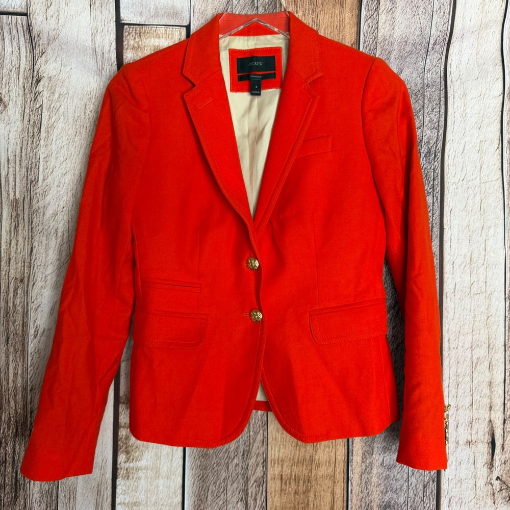 J.Crew Blazer Schoolboy Wool Classic Preppy Workwear Red Academia Power Size 0